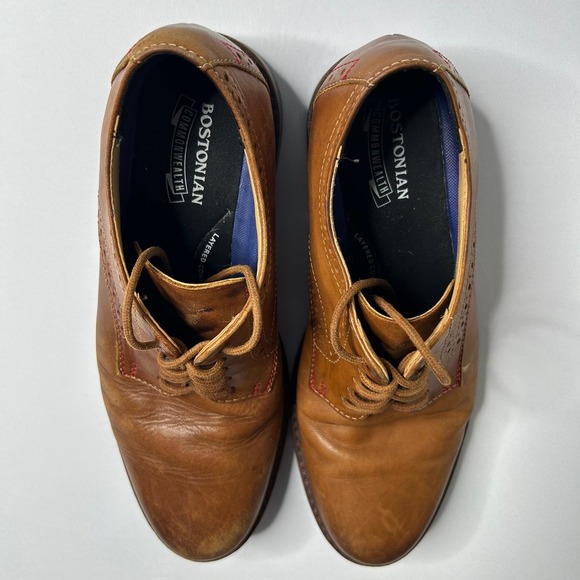 Bostonian Commonwealth Mens Dress Shoes Leather Brogue Oxfords Tan Size 7.5 - Picture 4 of 8